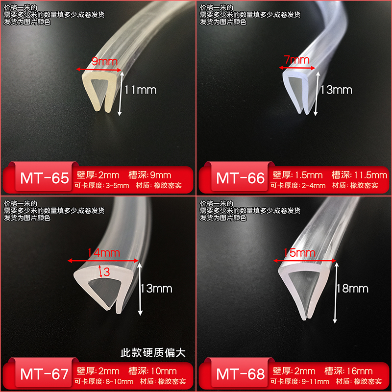 型橡胶透明一口包边密封