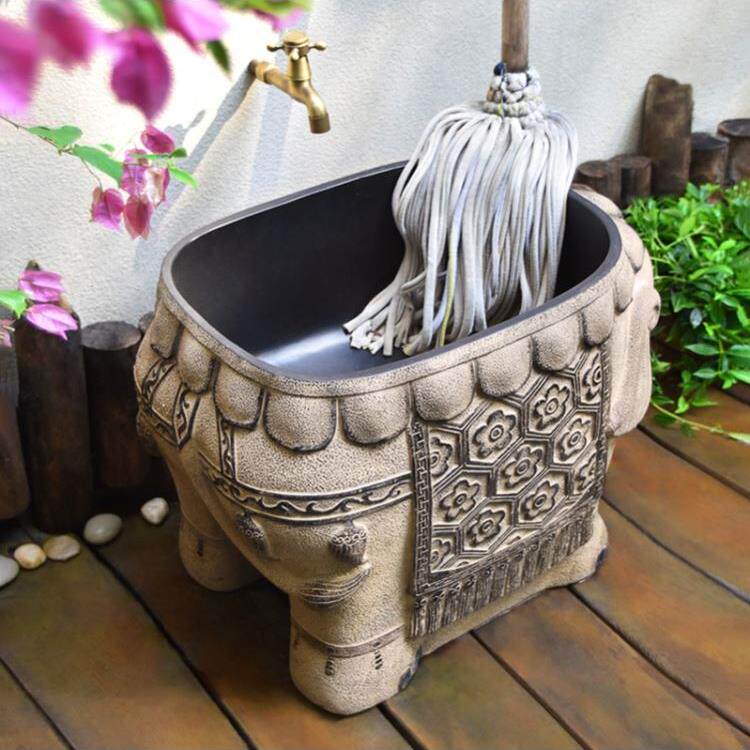 户外莲花拖把池庭院大象墩布池圆形墩布池花园阳台室外拖地盆水槽纺织面料/辅料/配套服装加工设备原图主图