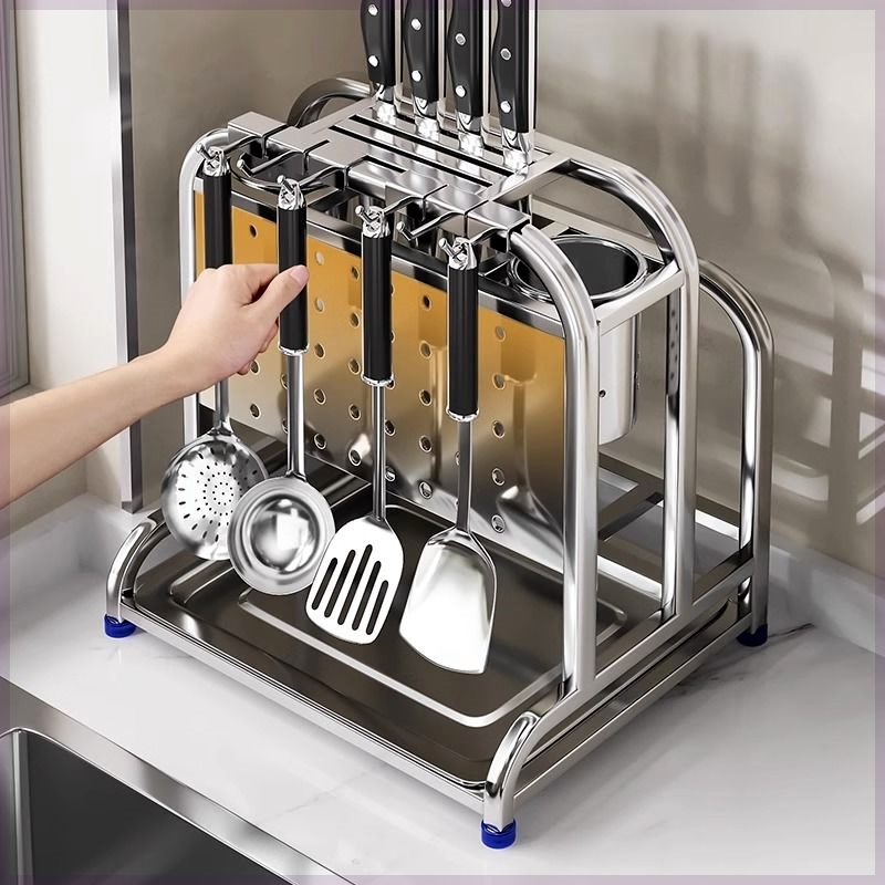 不锈钢厨房刀架置物一体