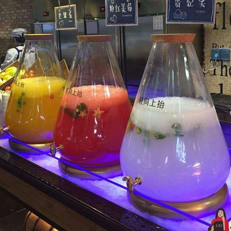 大容量果汁罐带龙头透明玻璃泡酒瓶25升自助饮料桶商用开关冷水壶