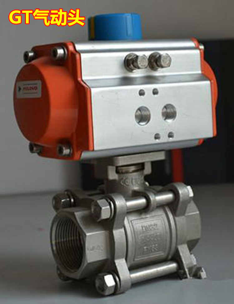 Q611F-16气动阀门不锈钢气动螺纹式丝扣球阀三片式球阀DN15 -DN65