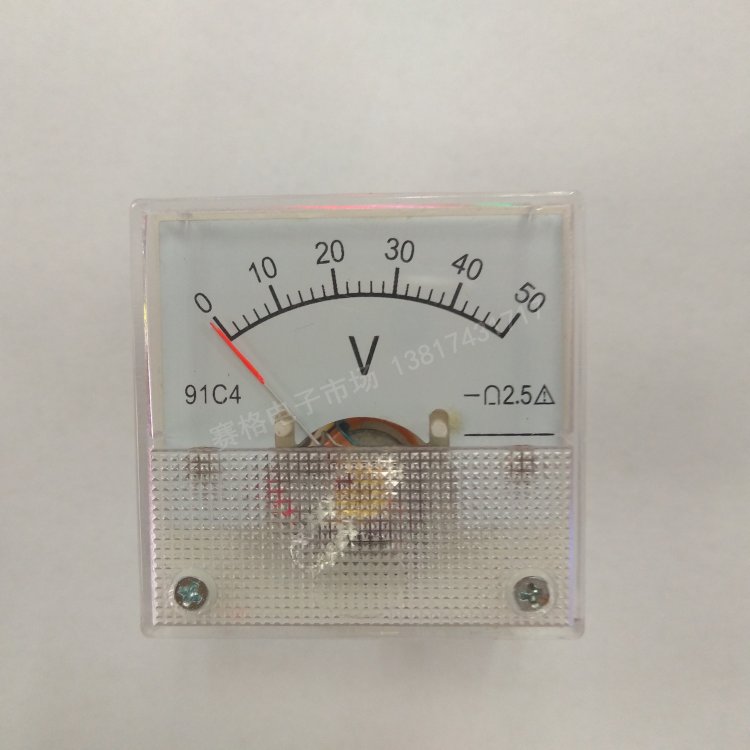 91C4  50V 指针式直流电压表 91C4-30V DC50V 直流电压表 45*45MM