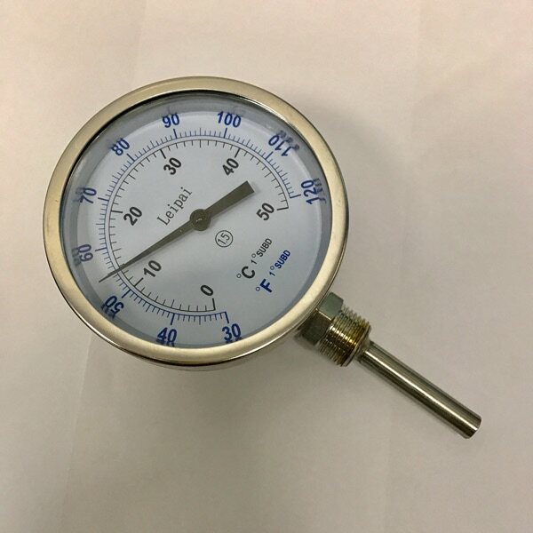 0-50摄氏度 双金属温度计 摄氏华氏度双刻度温度指示 直径100mm