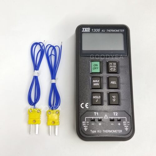 台湾泰仕TES-1306热电偶温度计数显测温仪K/J型双通道手持模温仪