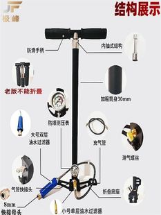 正品四级超高压打气筒30mp不锈钢耐用省力轮胎潜水气瓶充气泵40mp
