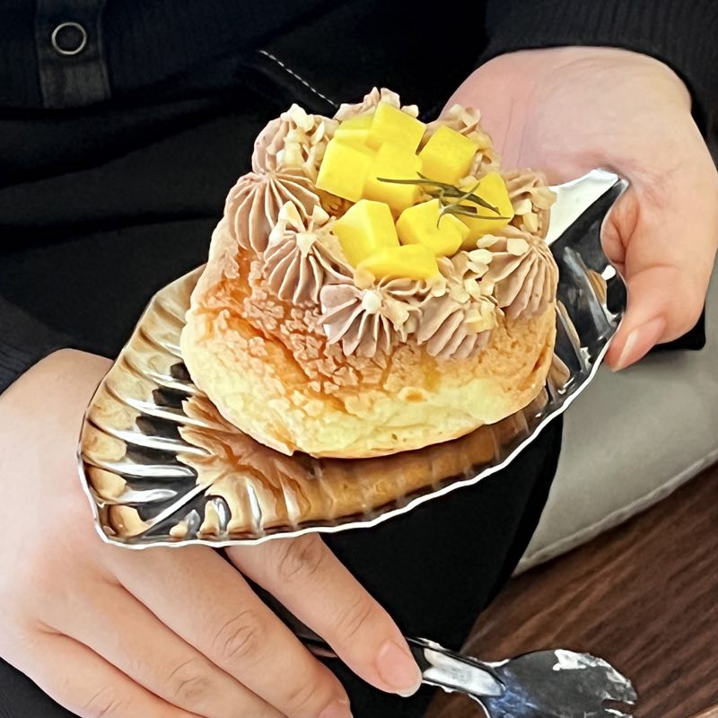 轻奢不锈钢树叶托盘咖啡