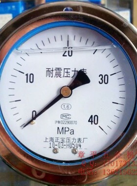 YN100ZT 40Mpa 耐震轴向带边压力表 面板压力表 油气液水表压力表