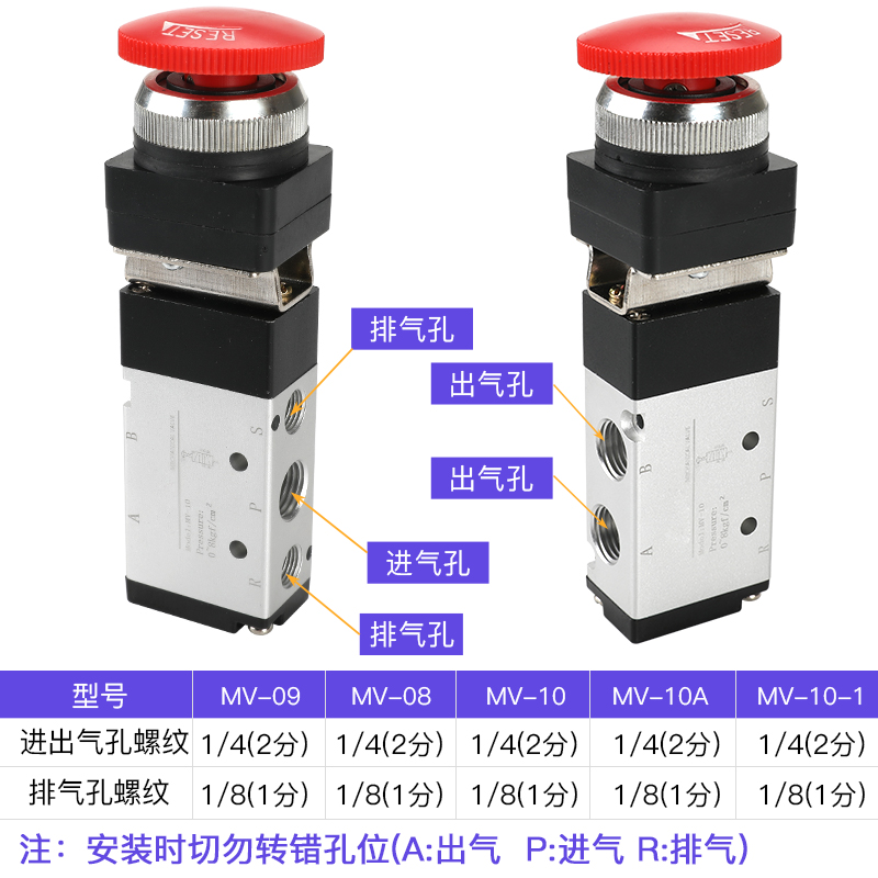 二位三通机械阀按钮旋转