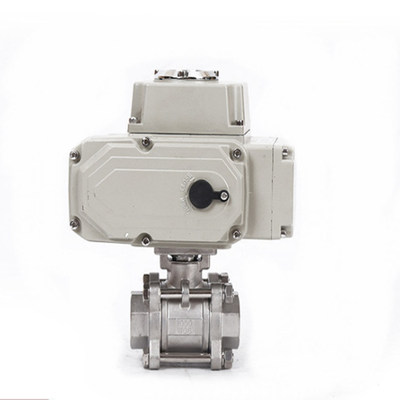 直流DC24V电动三片式丝口球阀DN25DN32DN40DN50不锈钢电动球阀