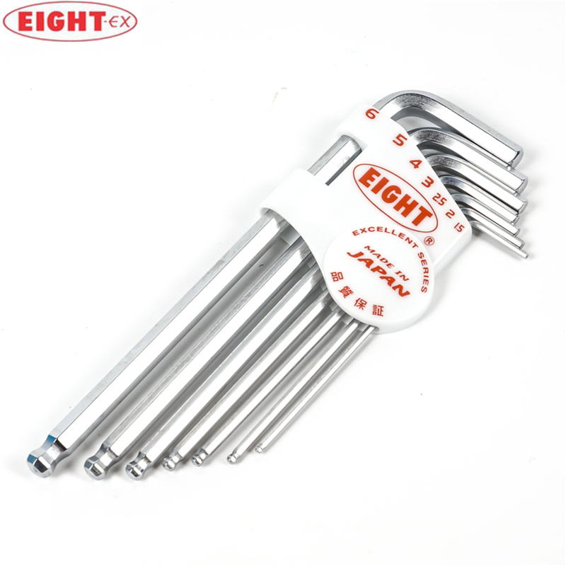 日本进口 百利 EIGHT 公制 加长球头 内六角扳手 套装TMS-7/TMS-9