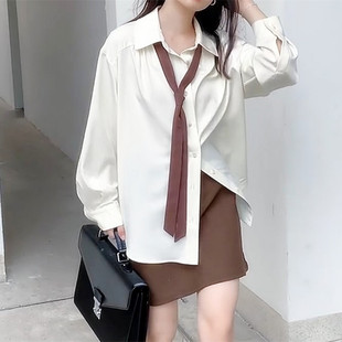 2024 White Blouse Women Long Sleeve Shirts Loose Tops Ladies