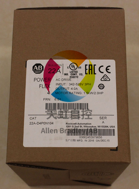 议价20BC205A0AYNANC0 PowerFlex700交流变频器 400 VAC 3 PH 205