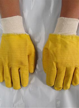包邮大号绒布黄色满胶全挂劳保防护手套加绒保暖冷库工作耐磨防