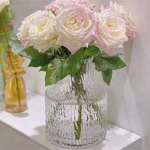 花瓶玻璃高级感大口径矮款宽口透明鲜花水养水培玫瑰摆件客厅插花