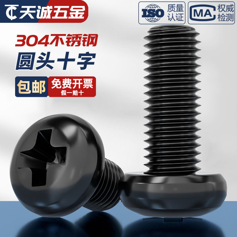 国标黑色不锈钢十字圆头