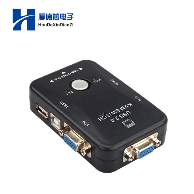 KVM切换器 2口USB 电脑显示器键盘鼠标打印机共享器