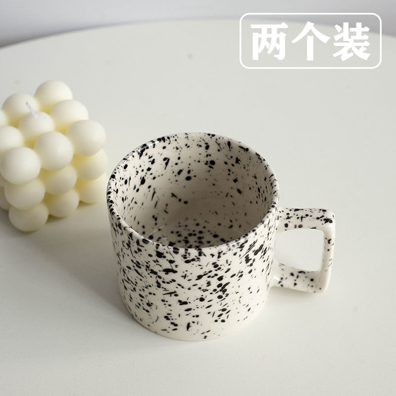 复古泼墨波点马克杯中陶
