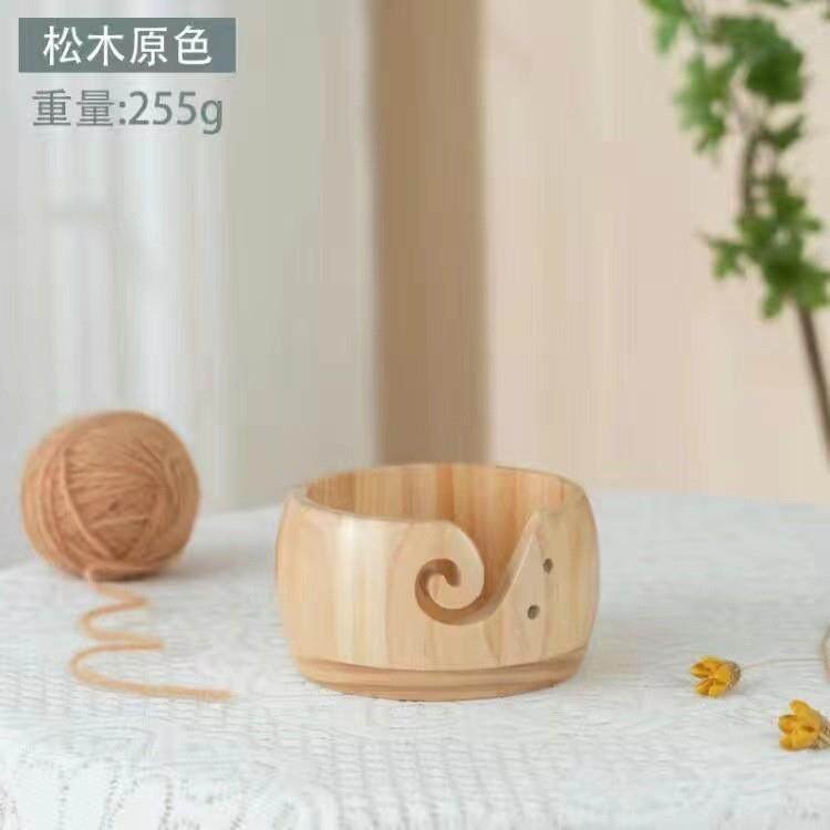 양모 그릇 양모 수납 그릇 방진 그릇 손으로 짠 원목 실 수납 상자 탁상용 뚜껑 수납 상자