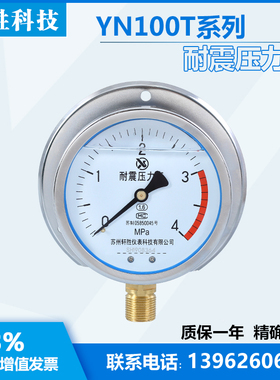 YN100T 4MPa 船用型径向带后边 耐震压力表 抗震压力表 苏州轩胜