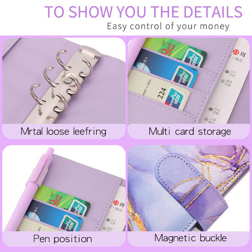 Colorful A6 PU Binder Budget Planner Notebook Covers Folder