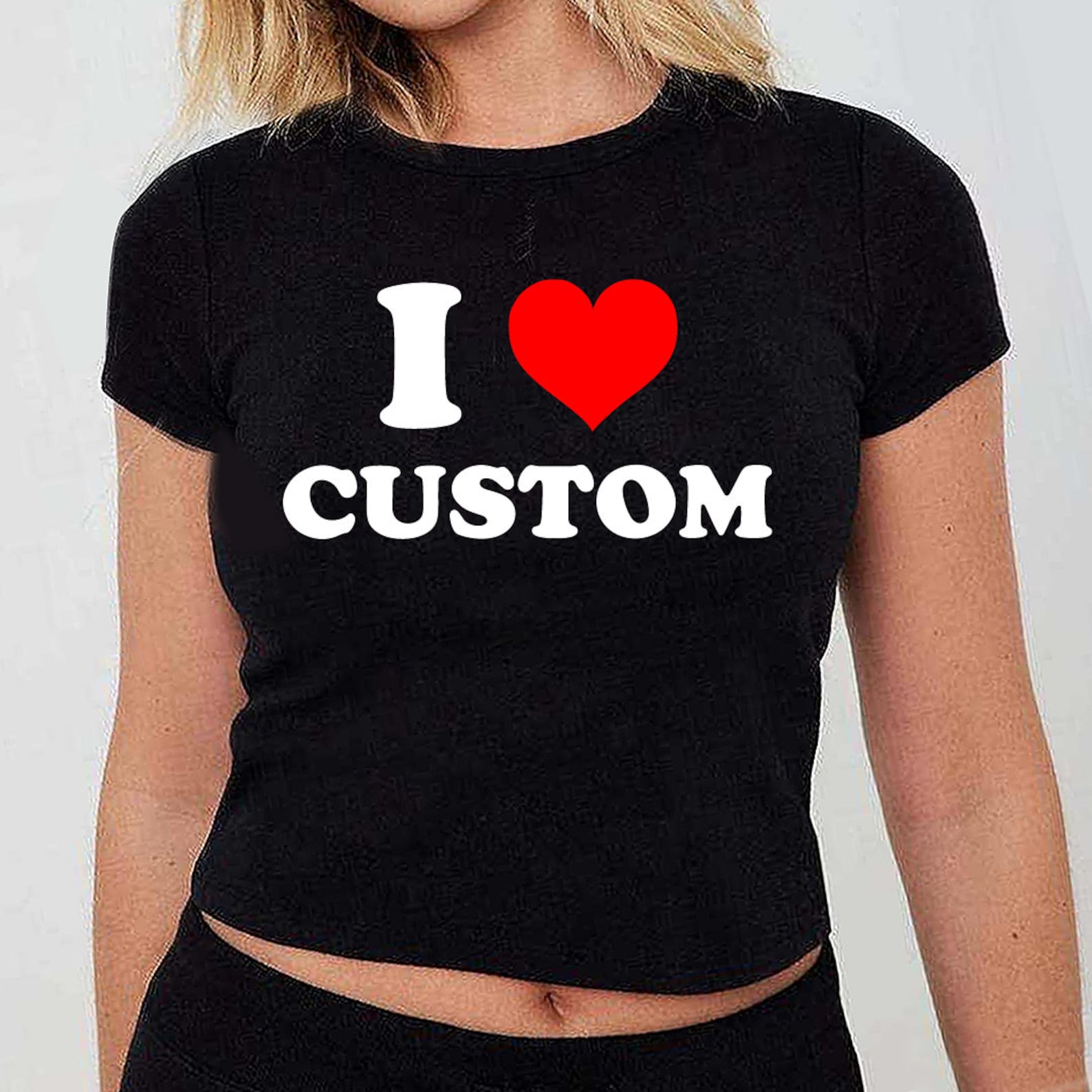 I Heart Custom Cropped Top一件定制文化衫照片订做T恤女友礼物