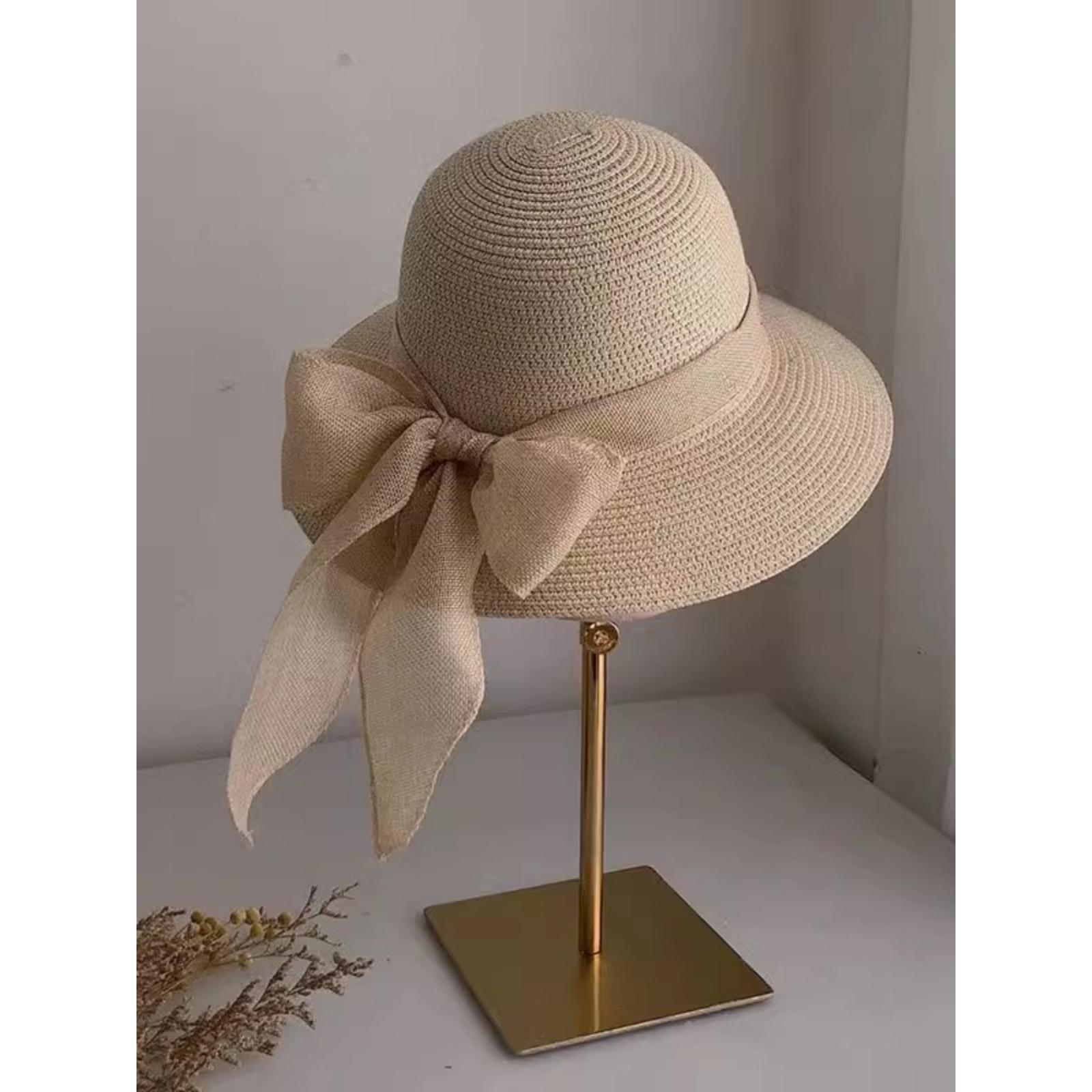 蝴蝶结遮阳帽女夏季海边