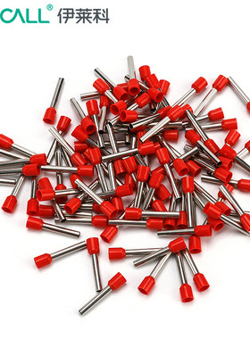 伊莱科 欧式针型管型预绝缘端子VE冷压接线端头压线耳铜鼻子 红色