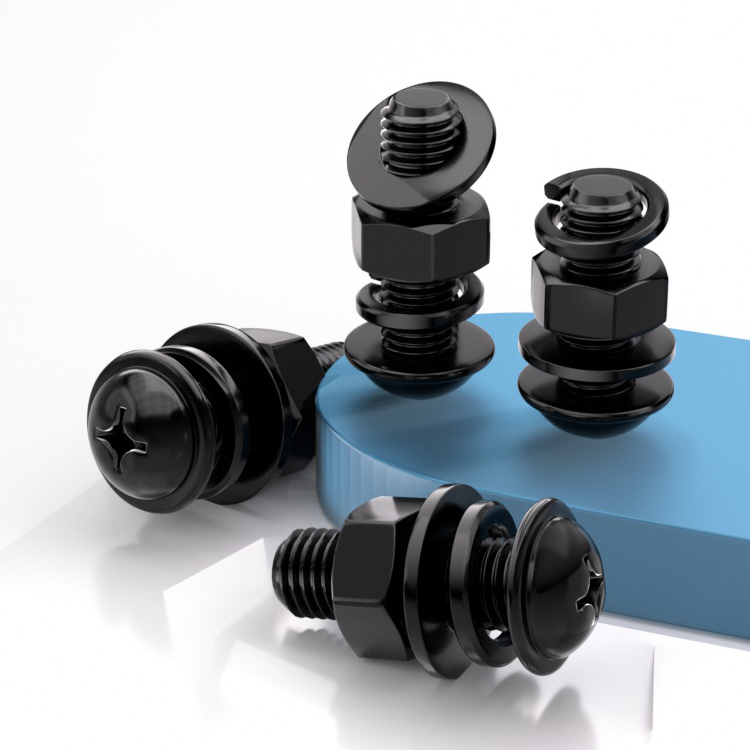 黑色不锈钢十字带垫螺丝