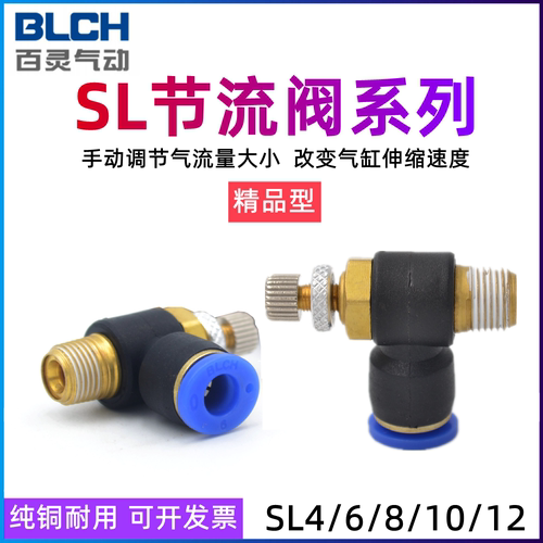 BLCH百灵接头节流阀TSL8-02调速4-M5快插SL6-01/10-02/12-02/03/0