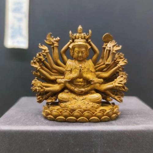 准提菩萨铜摆件准提佛母像随身车摆千手观音小佛像迷你精致装饰品