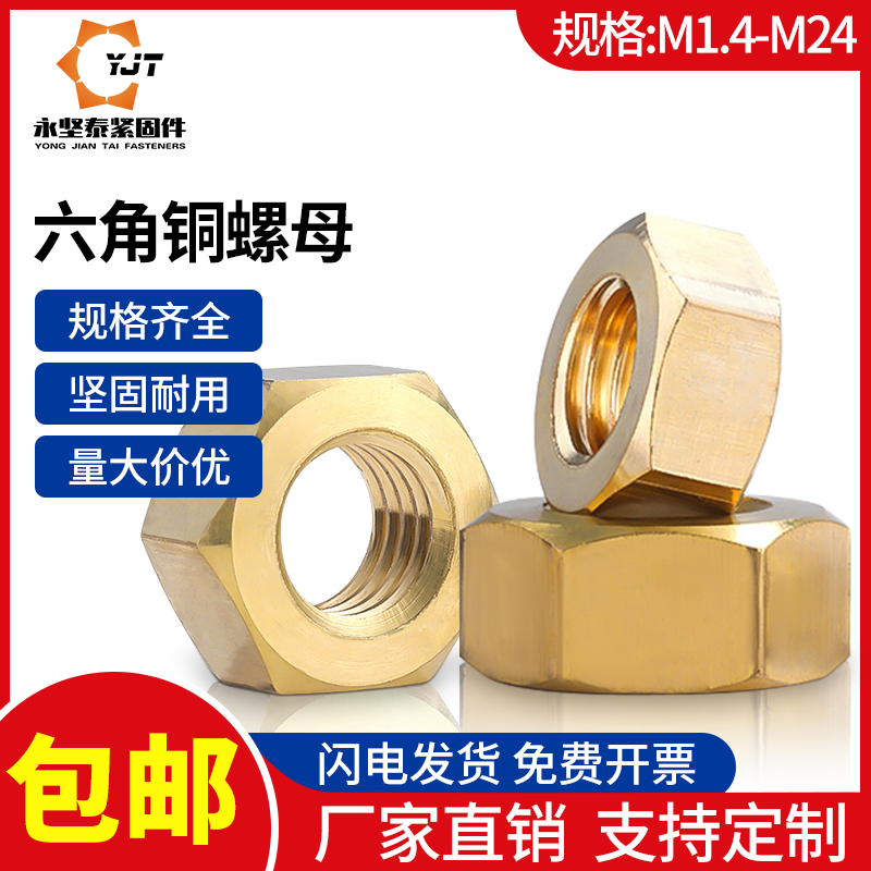 铜六角螺母制帽紧锁丝大