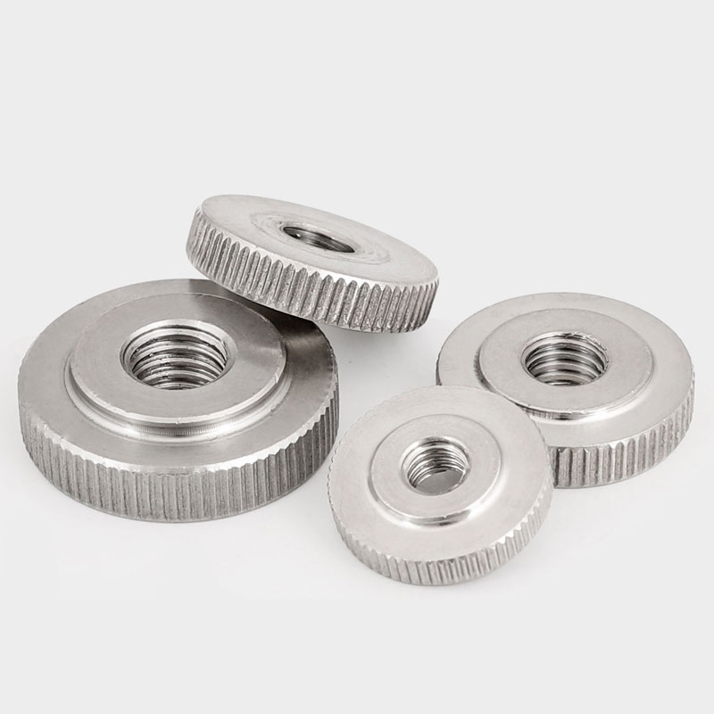 不锈钢单层平头螺母滚花