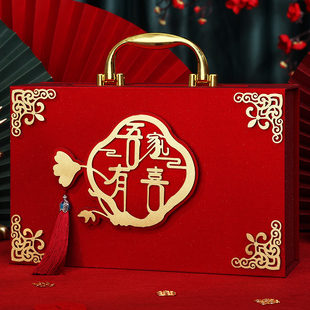 订婚装彩礼的箱子钱盒子手提高级订婚6万10万20万下聘定亲礼金盒