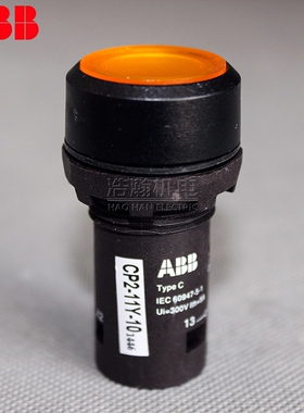 原装正品ABB黄色带灯按钮开关CP2-11Y-10自锁平钮电源开关11R 11G