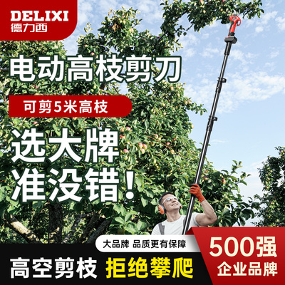 德力西电动剪刀果树高空修枝剪充电式伸缩杆修枝剪树剪刀园艺剪子