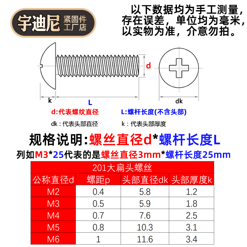 不锈钢大扁头螺丝蘑菇圆