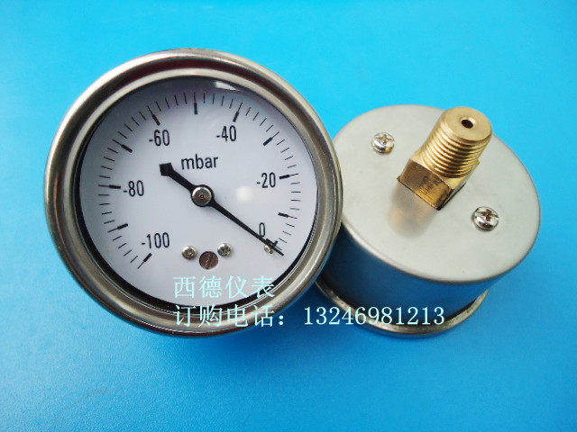 60MMl轴向－100Mbar~0真空负压表,真空毫巴表,毫巴负压表,真空表