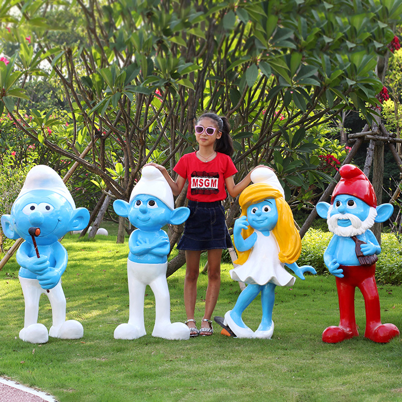 卡通蓝精灵玻璃钢雕塑户