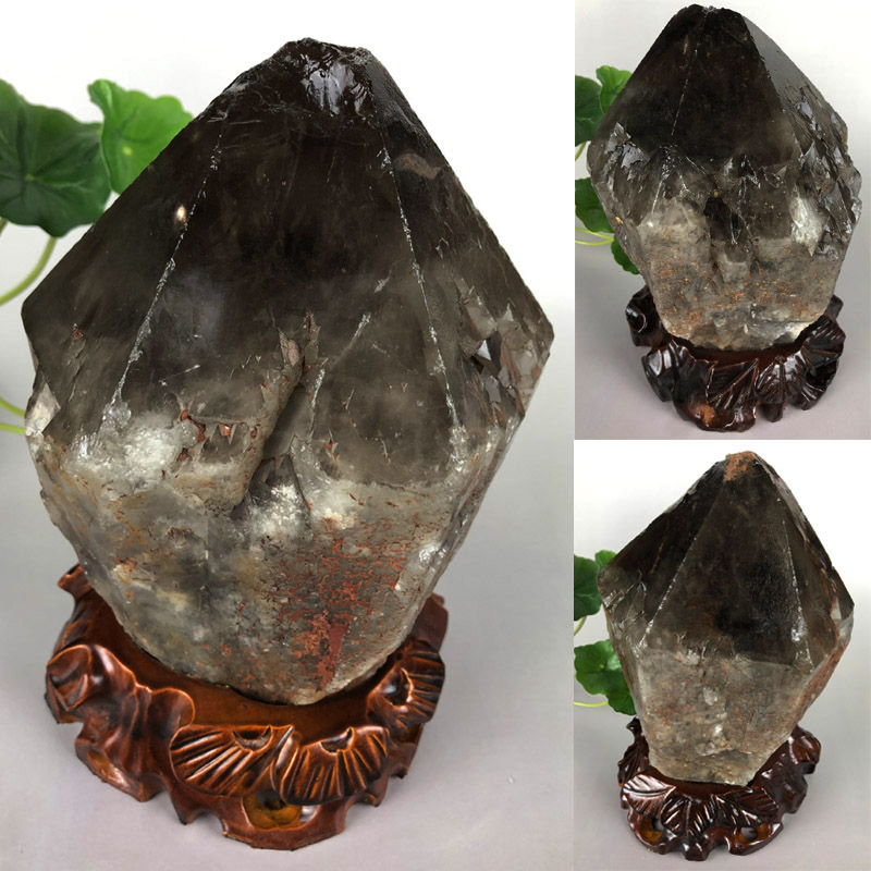 茶水晶原石天然水晶原矿宝石礼品样板房创意样板房博古架家居摆件