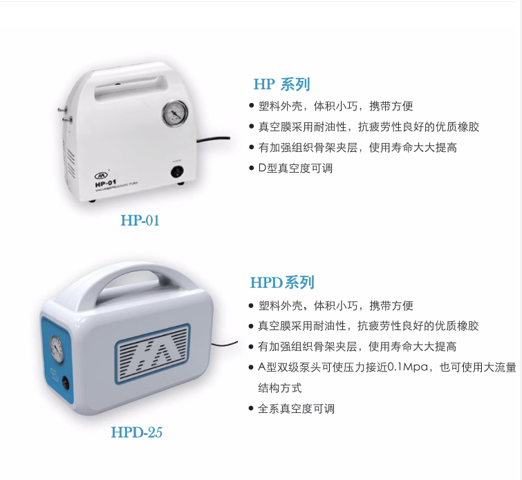 天津恒奥HP-01/01D HPD-25/25A/25B/25D/50无油隔膜真空泵抽滤泵