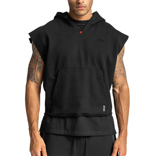 Sports Hoodie Sleeveless Top欧美男休闲背心运动连帽衫无袖上衣