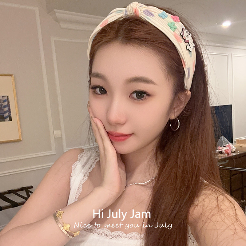 美式超甜美彩色奶油风波点发箍可爱玛丽猫打结宽边头箍洗脸压发卡