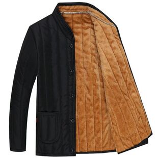 中年男士 老年人爺爺加厚棉服男式 爸爸裝 保暖絲綿棉襖 棉衣外套冬季