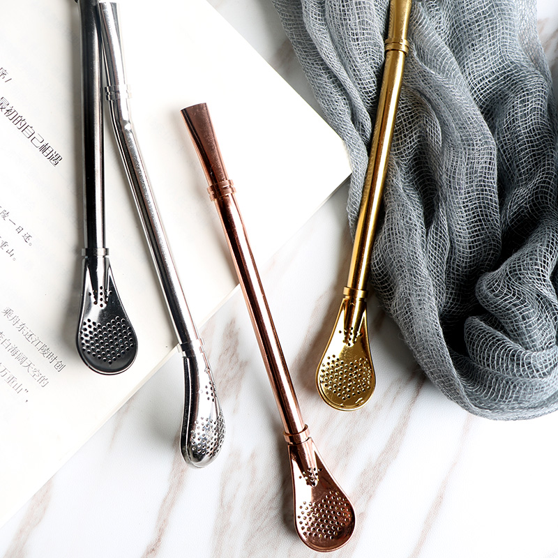 创意不锈钢过滤吸管勺多