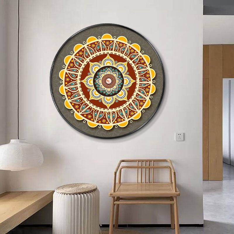 唐卡酒店壁画装饰画客厅八卦图沙发背景玄关东南亚墙挂画坛城九宫