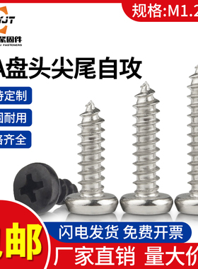 BA扁头自攻尖尾螺丝镀镍黑色十字扁头盘头圆头螺丝M1.7M2M2.3M2.6