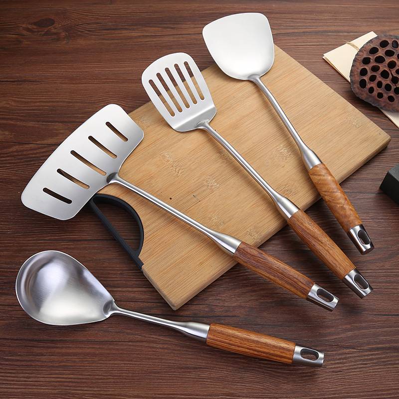 304不锈钢锅铲家用炒铲子花梨木柄汤勺漏勺煎铲炒菜铲子厨具套装