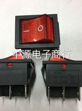 船型开关电源开关KCD4-201红色 6脚3档带灯 KCD4翘板开关16A/250V