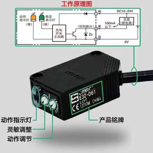 欧姆龙光电开关E3Z-D61/D62/R61/R81/T61/LS61/G-D61/LL61传感器