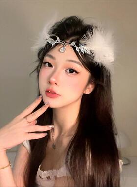 羽毛额饰头饰眉心坠新娘